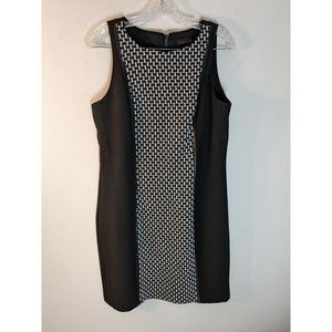 ISABEL & NINA Black White Trim Lined Sleeveless Sheath Women's Dress, Size 10